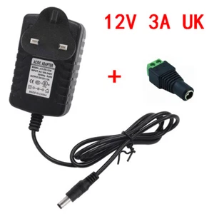 DC 12V 3A Power Supply Adapter UK/EU/US Plug Safety Charger For 5050 LED Strip - Picture 1 of 18