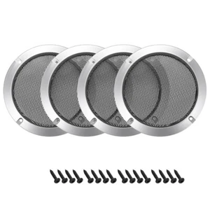 4pcs 3" Speaker Grill Mesh Decorative Circle Woofer Guard Protector Cover Silver - Picture 1 of 4