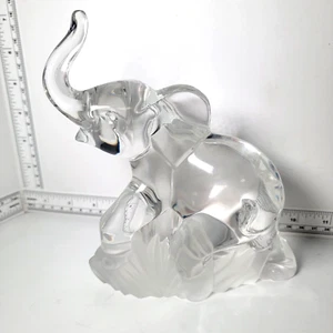 Lenox Crystal Standing Clear Elephant Trunk Up Frosted Base Figurine 7" 1995 - Picture 1 of 5