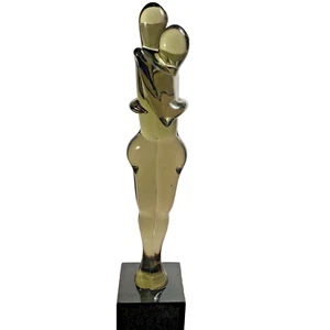 Alfredo Rossi MURANO Lover Nude Smoke Green Blk Base Signed 13.5" 1998 Sculpture - Picture 1 of 23