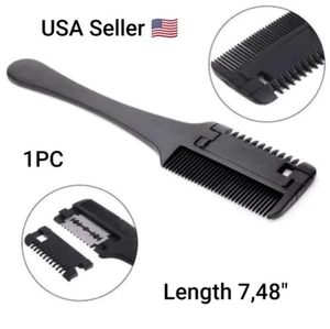 1PC Double Sides Hair Razor Comb With 2 Removable Blades Cutter Cutting Thinning - Picture 1 of 18