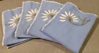 Set of 4 Vintage Luncheon Napkins w Embroidered Daisies