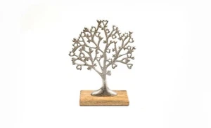 Tree of Love Ornament Aluminium on Mango Wood Base Tree of Life Gift - Picture 1 of 4