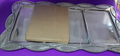 Mud Pie Sectional Aluminum Tray With Wood Insert 17.5'' L - Image 1 of 4