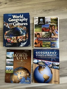Glencoe World Geography and Cultures, Student Ed. + 2 Bonus Atlas +Abeka Geog - Picture 1 of 2