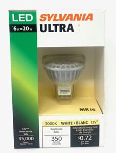 Sylvania Ultra LED 20W Using 6 3000K White Dimmable Narrow Flood MR16 Light Bulb