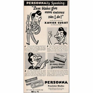1947 Personna Precision Blades: Xavier Cugat Vintage Print Ad - Picture 1 of 1