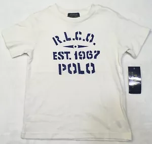 Ralph Lauren Boys T-Shirt~Off White~SS~Royal Blue RL Graphic~Size 3T~NWT - Picture 1 of 3
