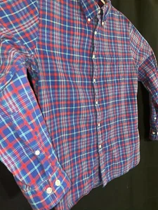 Brooks Brothers sz L Red Fleece Vintage Button Down Front Shirt Plaid Large Mens - Picture 1 of 10