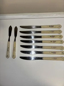 Set Of 9 Pfaltzgraff TEA ROSE Stainless Glossy Taiwan Colored Choice Flatware - Picture 1 of 11