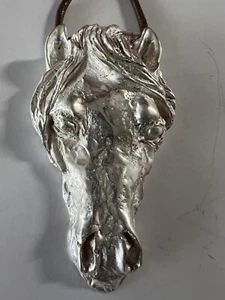 Cast Sterling Silver Horse Head Sculpture Pendant on 24” Cord - Picture 1 of 13
