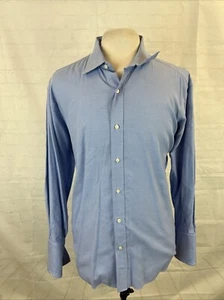 Ermenegildo Zegna Men's Blue Dotted Cotton Dress Shirt 17.5 - 44 $295 - Picture 1 of 10
