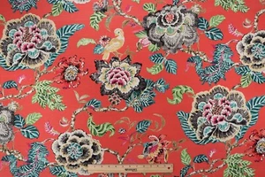 CORTINAS PERSONALIZABLES VENDIDAS POR PAR Brillante Estampado de Pimiento Cantor Pájaros y Florales - Imagen 1 de 4