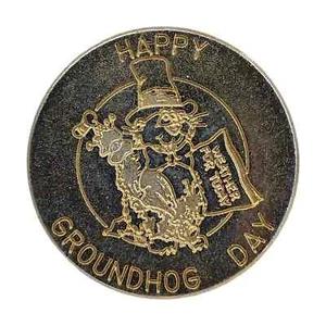 Vintage Happy Groundhog Day Punxsutawney PA Groundhog Club Coin Medal Token 1.5” - Picture 1 of 2