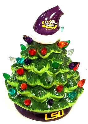 LSU Tigres Árbol de Navidad Cerámica Iluminado LED 8 pulgadas Nuevo en Caja Foto 1 de 2