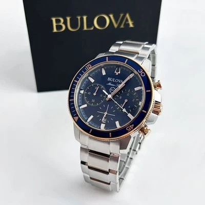 Nuevo reloj cronógrafo Bulova Marine Star 98B301 para hombre Marine Star esfera azul 45 mm Foto 1 de 4