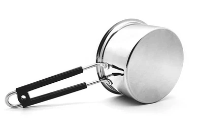 Indiano Tradizionale Acciaio Padella Induzione Pentole Per Latte & Tè Argento - Immagine 1 di 4