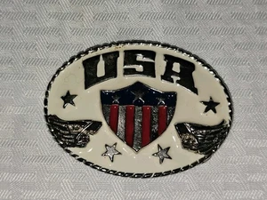 Vintage 80er USA Gürtelschnalle Eagle Shield Froz’n Color Patriotic Americana - Bild 1 von 5