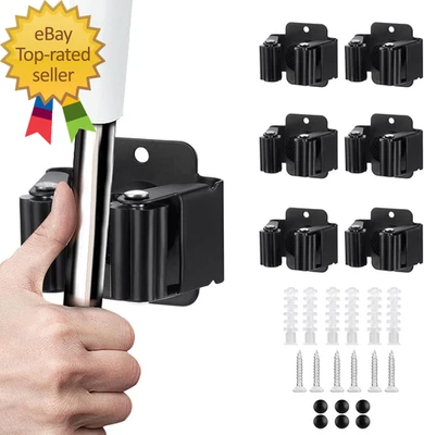 Rastrillo organizador de herramientas de jardín de alta resistencia con soporte para escoba y fregona de 6 piezas Foto 1 de 4