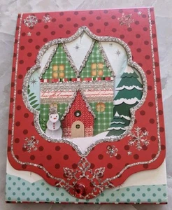 Christmas House Mini Pocket Notepad 75 Sheets 3” x 4” Magnetic Flap Punch Studio - Picture 1 of 5