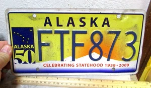 Alaska License Plate 1959-2009 Celebrating 50 yrs of statehood FTF 873 exp 2021 - Picture 1 of 1