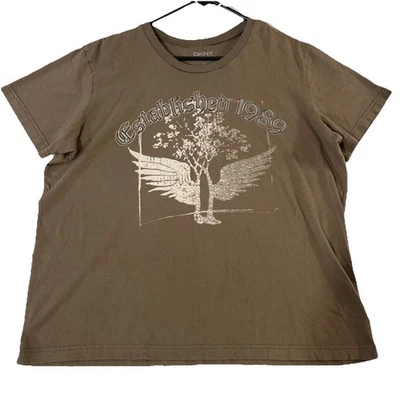 Camiseta Dkny Jeans Masculina X Grande Marrom Estabelecida 1989 Original - Imagem 1 de 4