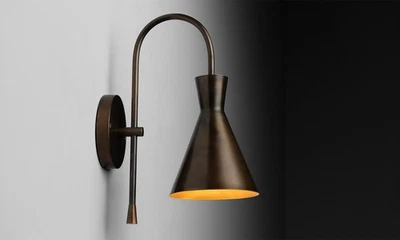 Lámpara de Pared Estilo Vintage Latón - Aplique Cono Moderno Bronce Iluminación Interior Foto 1 de 4