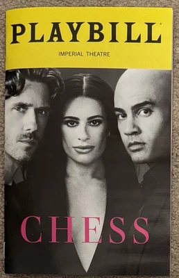 Chess the Musical  Playbill 2025 Broadway  Aaron Tveit  Lea Michele (ABBA) - Image 1 of 2