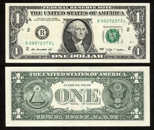 USA 2009 $1 dollar bill Low Number B00072373L circulated - Picture 1 of 1