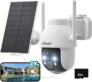 ieGeek 3MP Überwachungskamera Aussen Akku Kabellos Nachtsicht PIR PTZ360° Solar - Bild 1 von 7