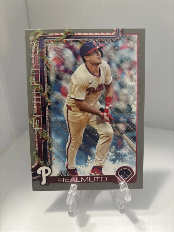 2025 Topps Holiday J.T. Realmuto Silver Glitter H33 Phillies - Image 1 of 2