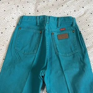 Vintage 1980's Wrangler Turqoise Jeans Women's 13x32 Pants USA Western Cowgirl - Picture 1 of 15