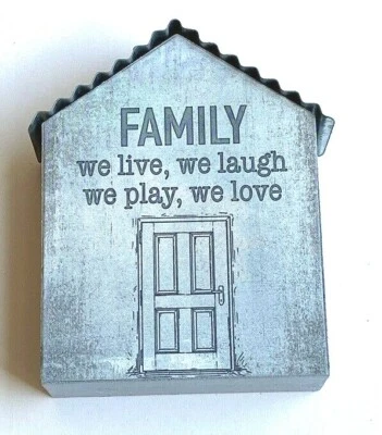 Ganz Wood Block Tin Roof Home Figurine Family We Live Laugh Play Love 3"x4" (B) - Image 1 of 4