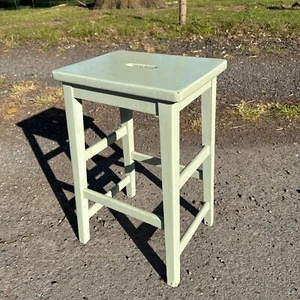 Vintage Remploy Wooden Stool Mint Green Painted Bar Lab Mid-Century Military - Picture 1 of 15
