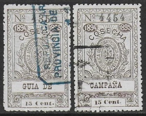Argentina 1894-95 Santa Fe Revenue 15c Both stamps Used Usual Small faults - Picture 1 of 1