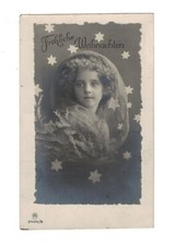 SB3532   FAMOUS MODEL GRETE REINWALD WITH A VEIL XMAS GREETINGS STARS RPPC