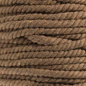 Super Soft 3 Strand Twisted Cotton Rope Brown 1/4 Inch x 100 Feet - Picture 1 of 2