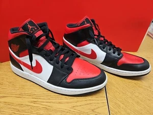 Nike Air Jordan 1 Mid Black Toe White Red DQ8426-106 Men’s or GS Shoes Mens US12 - Picture 1 of 13