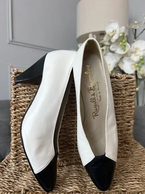 Russell & Bromley Court Shoes  UK 2.5 Vintage 1980s White Navy  - Image 1 of 4