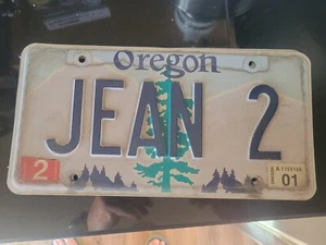 2001 Custom Oregon Vanity License Plate "JEAN 2" Evergreen Tree Vintage - Picture 1 of 2