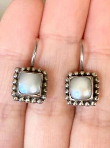 Silpada 925 sterling silver button pearl Earrings - Picture 1 of 5