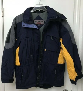Boulder Gear Women's 12 Navy Blue Yellow XO Ski Jacket Zipper Button Hooded EUC - Picture 1 of 10