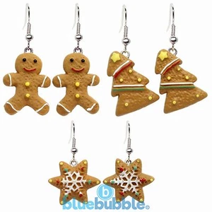 Bluebubble NAVIDAD GALLETA Pendientes de Pan de Jengibre Kitsch Retro Funky Novedad Regalo - Imagen 1 de 4