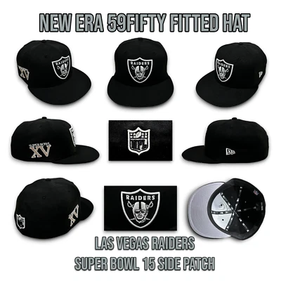 Gorra New Era Las Vegas Raiders 59Fifty Super Bowl 15 parche lateral negra 7 1/4 Foto 1 de 4