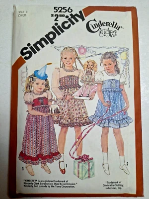 Dress Doll Girl 3 Simplicity 5256 Sewing Pattern Cinderella Matching Cottagecore - Image 1 of 4