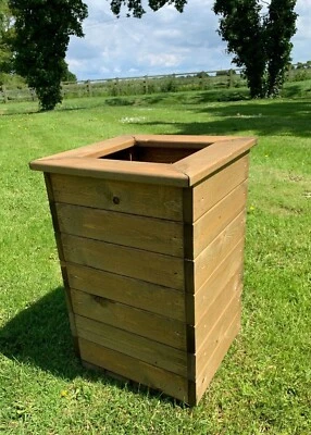 RUDDINGS WOOD Deep High Wooden Planter Square Tall Plant Flower Patio Pot Premium Quality