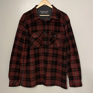 Weatherproof Mens Long Sleeve Burgundy Black Plaid Vintage Flannel Button Up L - Picture 1 of 13