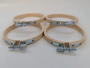 4 PCS Wooden Bamboo Embroidery Cross Stitch Ring Circle Hoop Frames Craft 3" - Picture 1 of 4