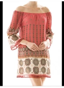 Women’s Rachel Kate off the shoulder coral dress medium - Picture 1 of 2