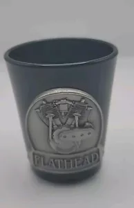 Harley Davidson Pewter Flathead Medallion Black Shot Glass - Picture 1 of 6